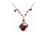 Ocelový náhrdelník se Swarovski krystaly, granáty a perlami
