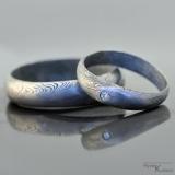 Snubní prsteny kovaná nerezová ocel damasteel - hladké, bez spoje + diamant 1.75