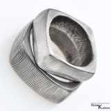 Kovaný prsten damasteel – Kulatý čtvereček