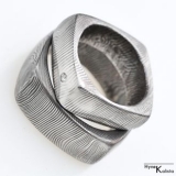 Kovaný prsten damasteel a diamant 1.5mm – Kulatý čtvereček