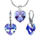 Stříbrný set SRDCE 14mm vyroben s CRYSTALLIZED™ – Swarovski Elements – Sapphire 