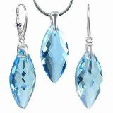Stříbrná souprava Navette 30mm - Aquamarine CRYSTALLIZED™ – Swarovski Elements L