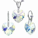 Stříbrná souprava Srdce Crystal AB vyrobena se Swarovski Elements LSW017S