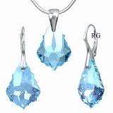 Souprava vyrobena se Swarovski Elements Baroque Aquamarine – stříbro LSW003S