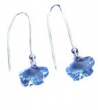 Stříbrné náušnice BLUE - Swarovski Aqua Flower