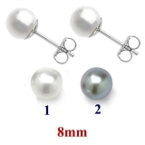 Náušnice z chirurgické oceli s přírodní perlou - 8mm