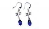 Stříbrné náušnice BLUE Swarovski Drop