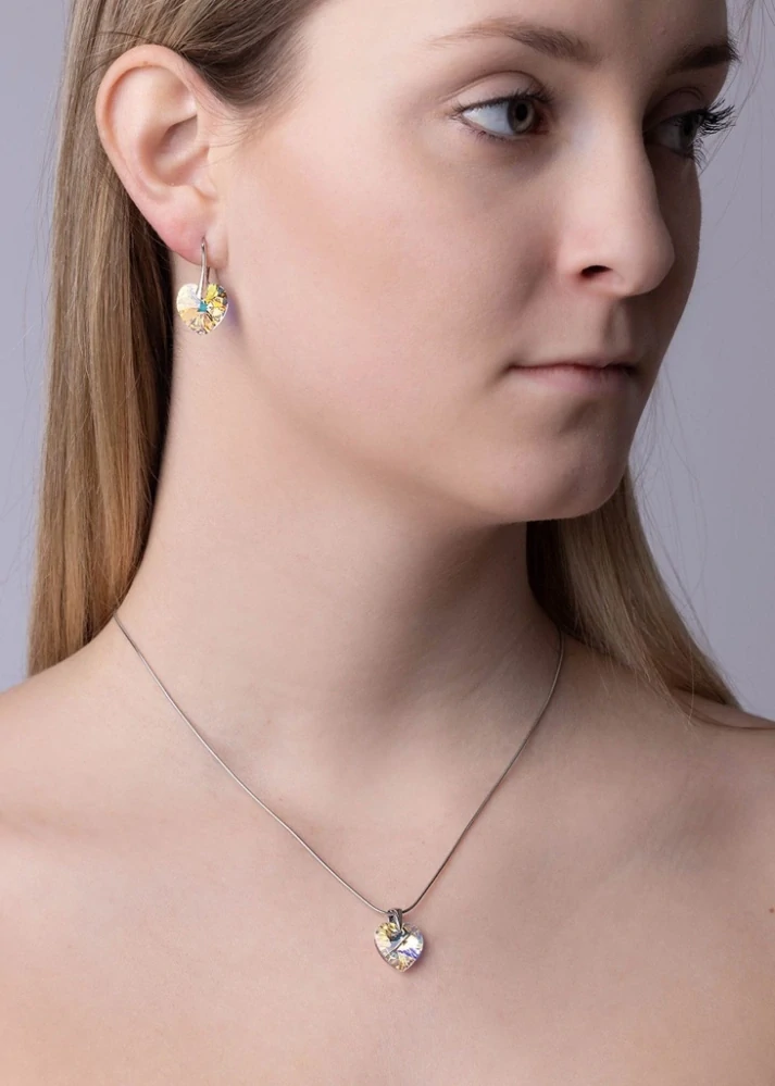 Stříbrná souprava vyrobena s CRYSTALLIZED™ SRDCE 14x14mm LSW069S