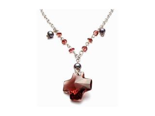 Ocelový náhrdelník se Swarovski krystaly, granáty a perlami