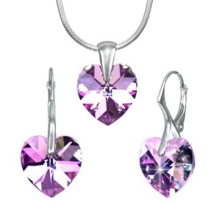 Stříbrný set SRDCE 14mm vyroben s CRYSTALLIZED™ – Swarovski Elements - Vitrail L