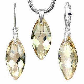 Luxusní stříbrná  souprava vyrobena s CRYSTALLIZED™ - Navette 30mm LSW075S