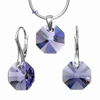 Stříbrná souprava vyrobena s CRYSTALLIZED™ – Swarovski Elements-Octagon 14mm LSW