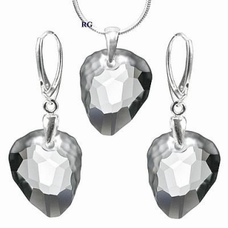 Stříbrný set - Rock Black Diamond vyroben s CRYSTALLIZED™ – Swarovski Elements L