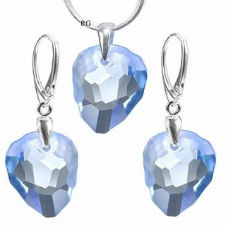 Stříbrný set - Rock Light Sapphire vyroben s CRYSTALLIZED™ – Swarovski Elements 