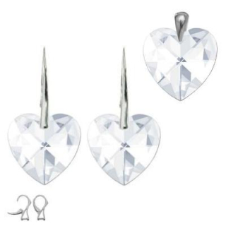 Stříbrný set - Srdce 17mm vyroben s CRYSTALLIZED™ – Swarovski Elements 01632WI62