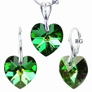 Stříbrný set zelený - vyroben s CRYSTALLIZED™ – Swarovski Elements LSW035S