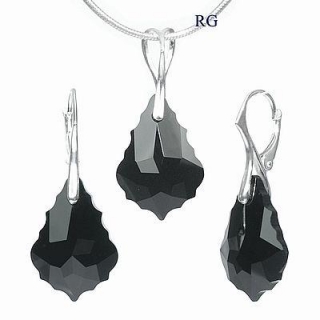 Stříbrný set baroque černý with CRYSTALLIZED™ – Swarovski Elements LSW034S