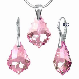 Stříbrná souprava vyrobena se Swarovski Elements - Baroque Light Rose LSW004S