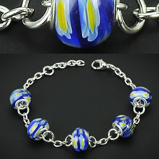 Náramek z chirurgické oceli s Blue Murano SSBM-0909