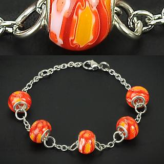 Náramek z chirurgické oceli s sklo Murano SSBM-0901