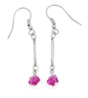 Náušnice Swarovski kytičky sytě růžová