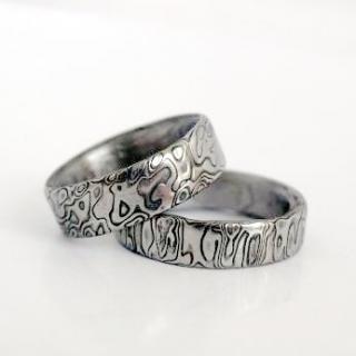 Snubní prsteny kovaná nerezová ocel damasteel DA-1007