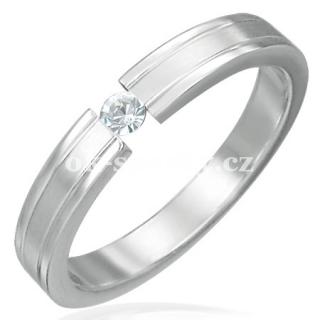 Prsten z chirurgické oceli s zirkonem SRS022