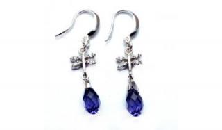 Stříbrné náušnice BLUE Swarovski Drop