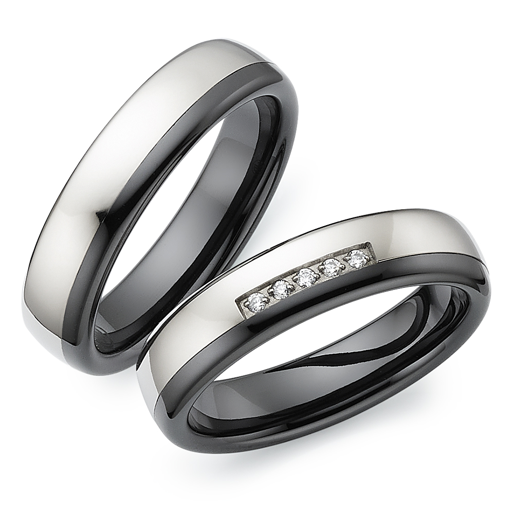 Snubní prsteny titan s keramikou
