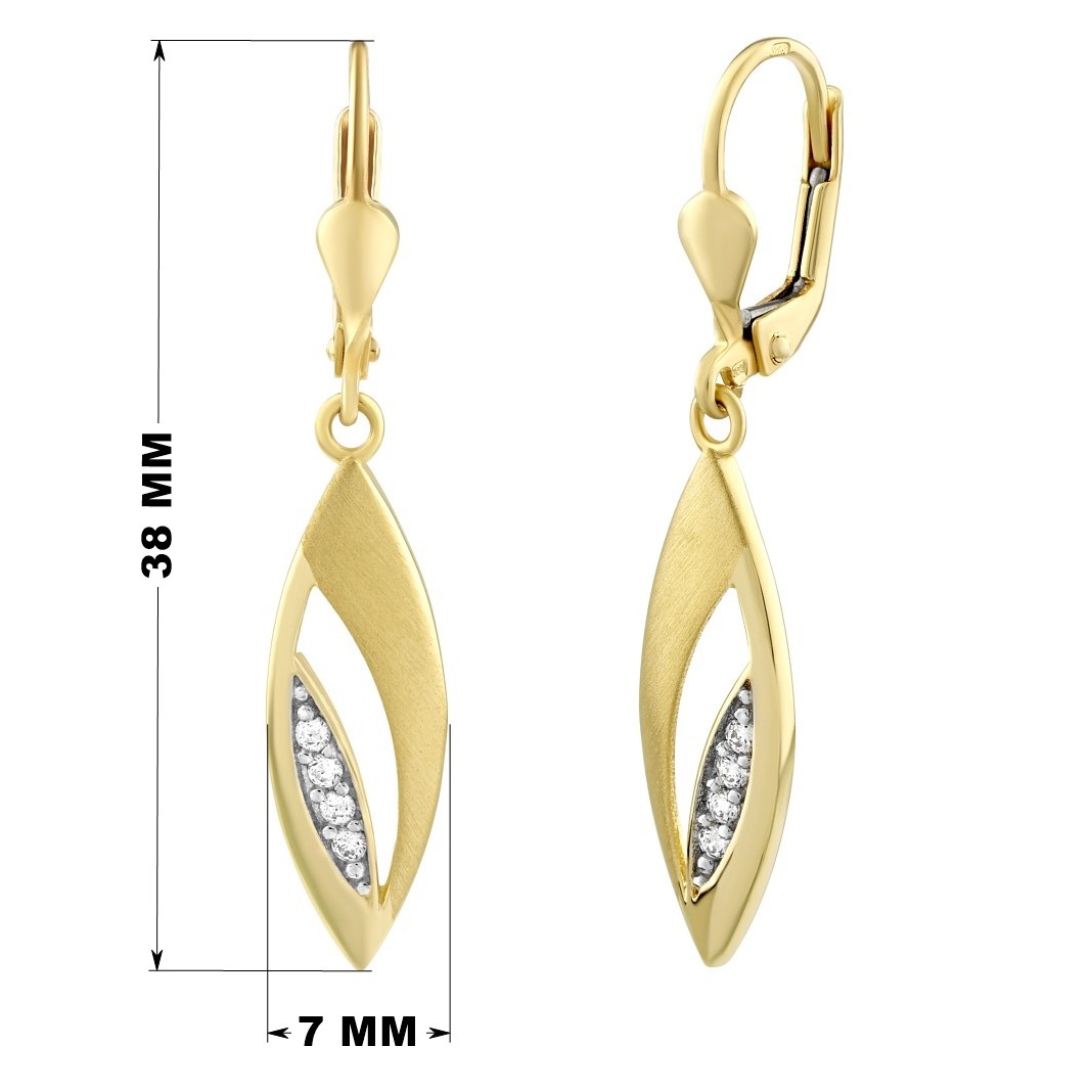 Zlaté visací náušnice Rachel ze žlutého zlata s Brilliance Zirconia PRG0577EGY