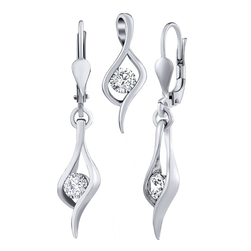 Stříbrný set šperků Brixie náušnice a přívěsek s Brilliance Zirconia SILVEGOB80236KLSW