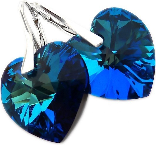 Náušnice stříbrné SRDCE Swarovski Elements Bermuda LSW091E