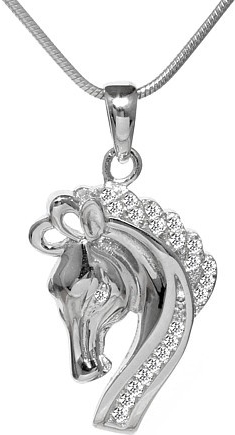 Stříbrný koník CABALLO s micro zirconia - JJJP0099