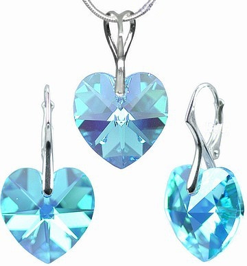 Swarovski Elements Srdce Aquamarine AB LSW015S