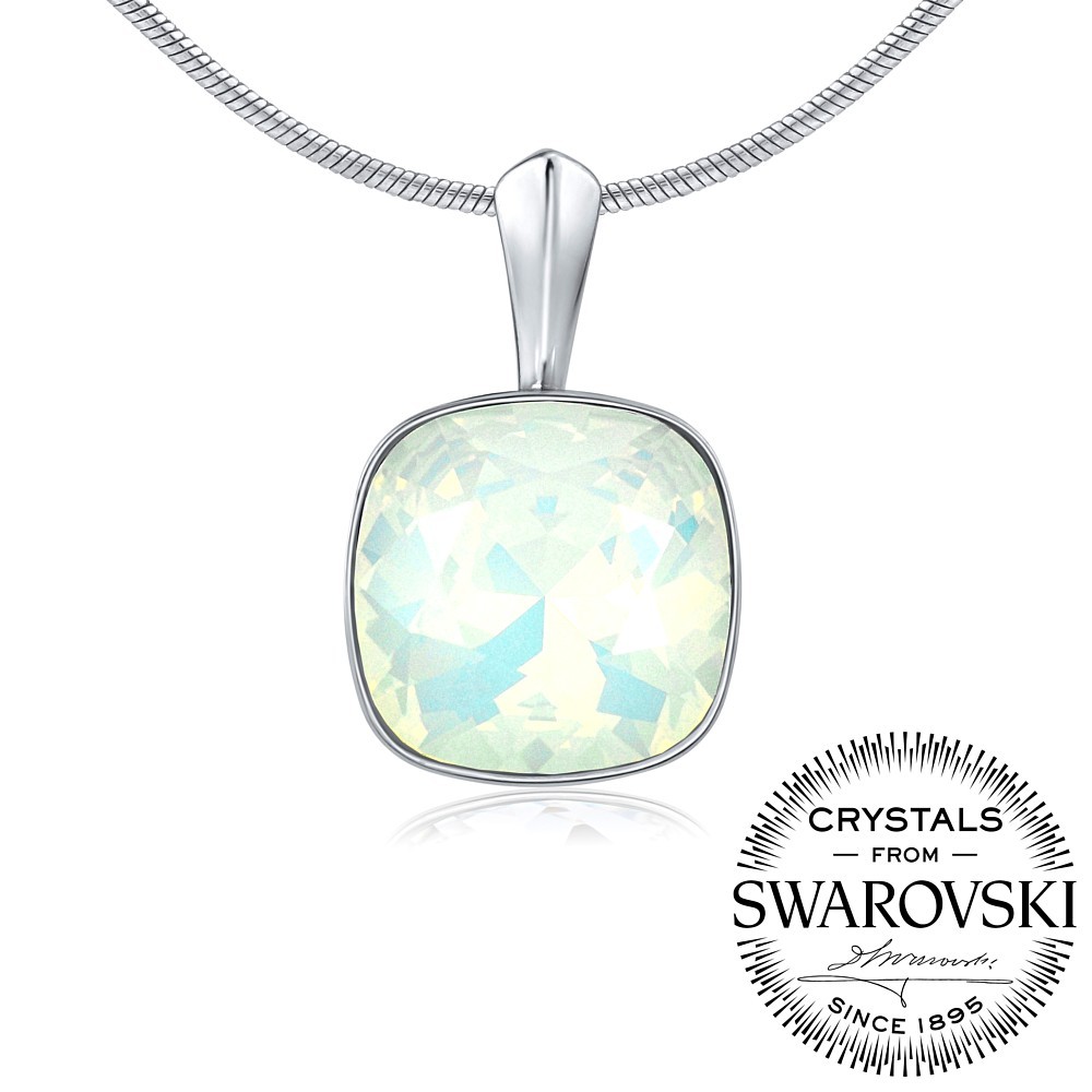 SILVEGO stříbrný přívěsek se Swarovski® Crystals bílý opál 12mm