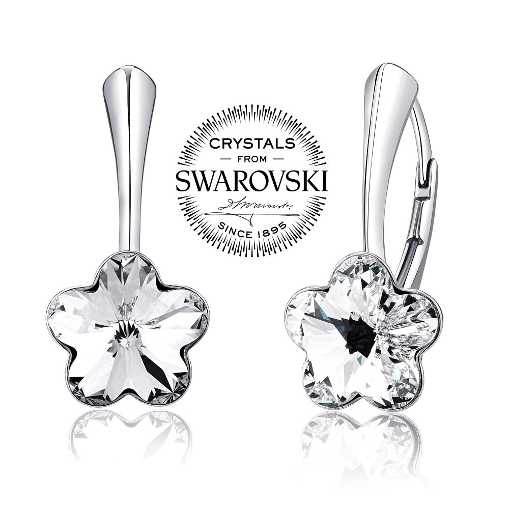 Silvego stříbrné náušnice se Swarovski® Crystals květ čirý VSW016E-clear