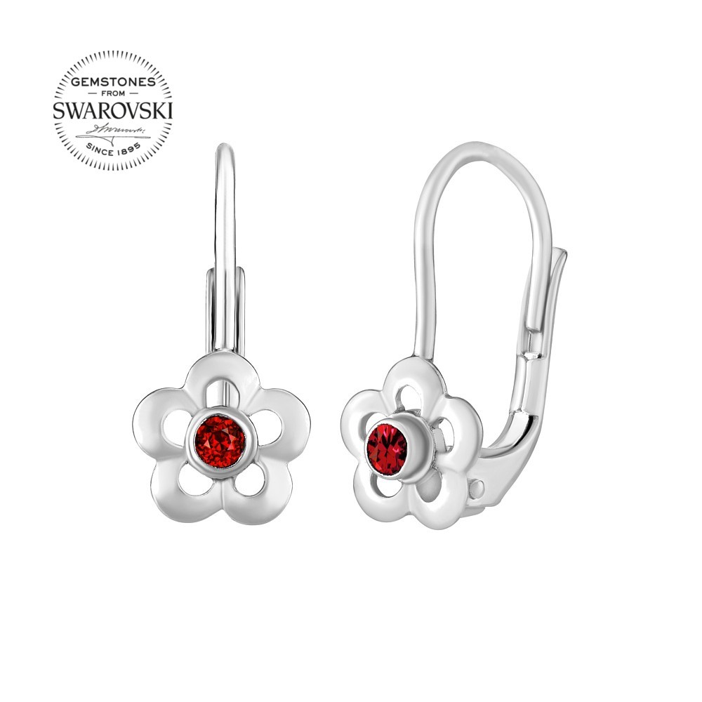 SILVEGO zlaté náušnice pro děti s přírodním topazem Swarovski® Gemstones