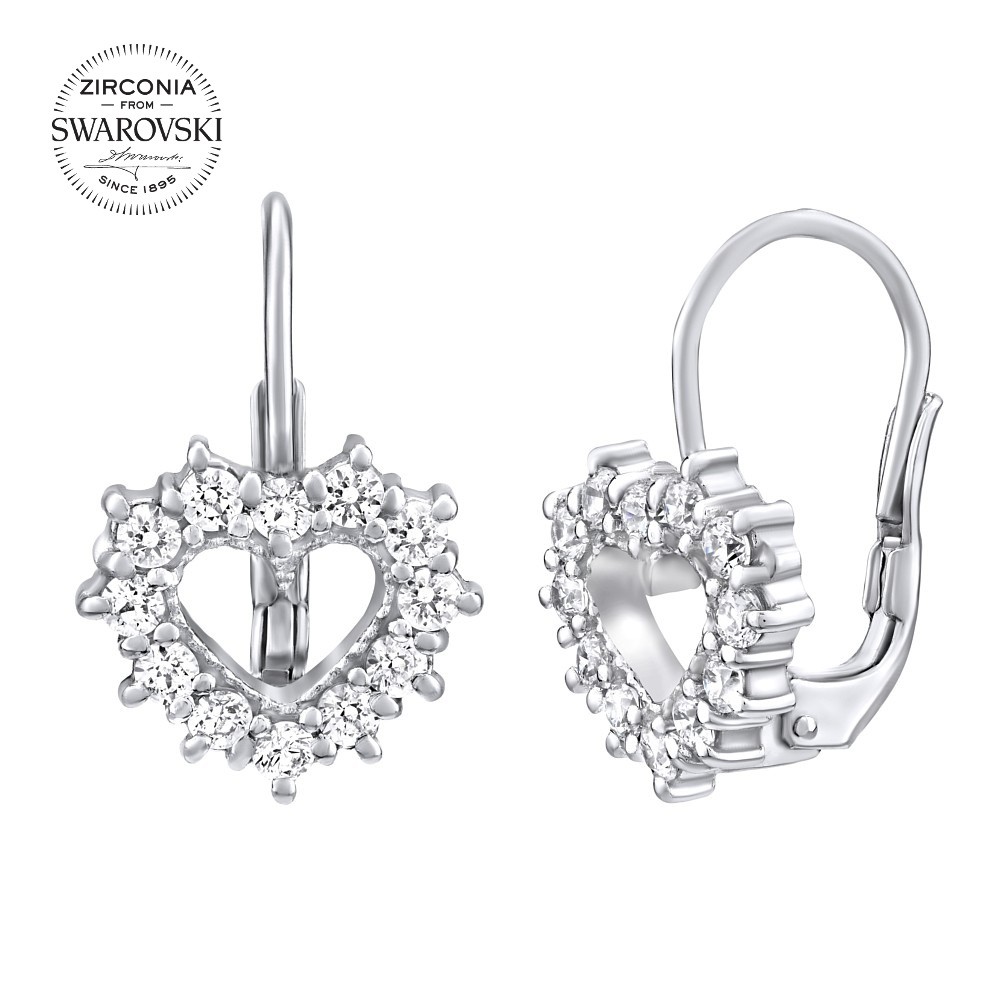 SILVEGO stříbrné náušnice srdíčka se Swarovski Zirconia