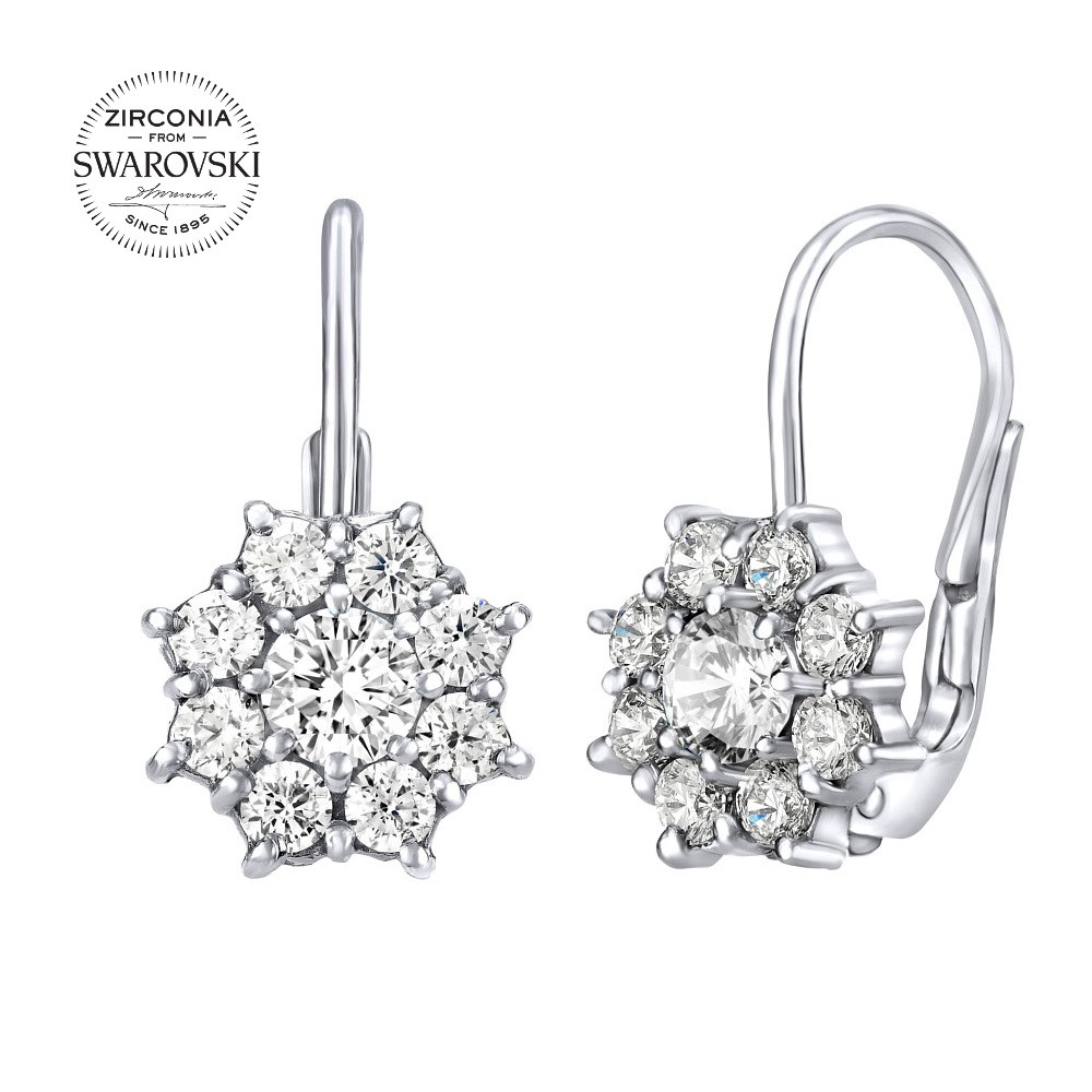 SILVEGO stříbrné náušnice s čirými Swarovski Zirkony