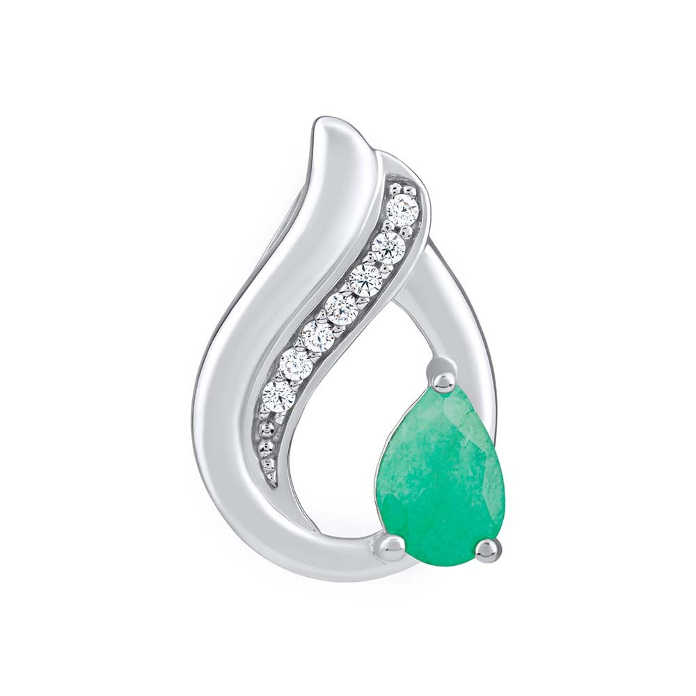 SILVEGO stříbrný přívěsek Noiva s přírodním smaragdem a Brilliance zirconia FWP15711ER