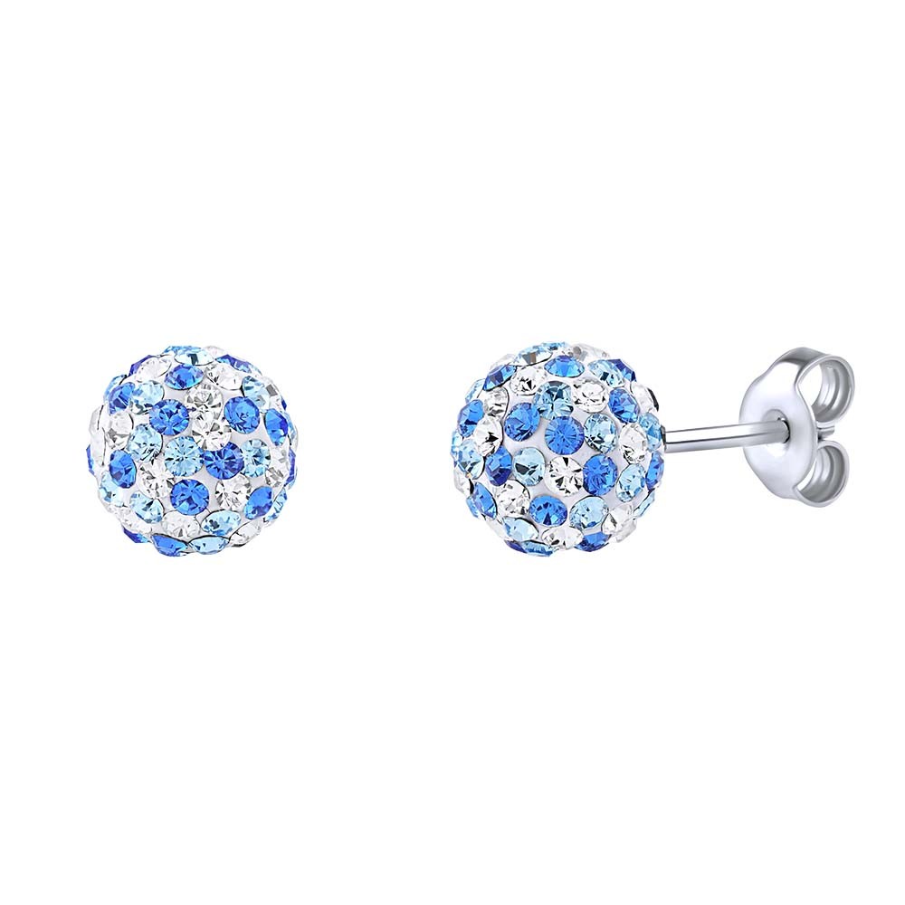 Stříbrné náušnice pecky Odette kuličky 8 mm se Swarovski® Crystals tmavě modrá dámské i dětské SILVEGOB36120PDB08