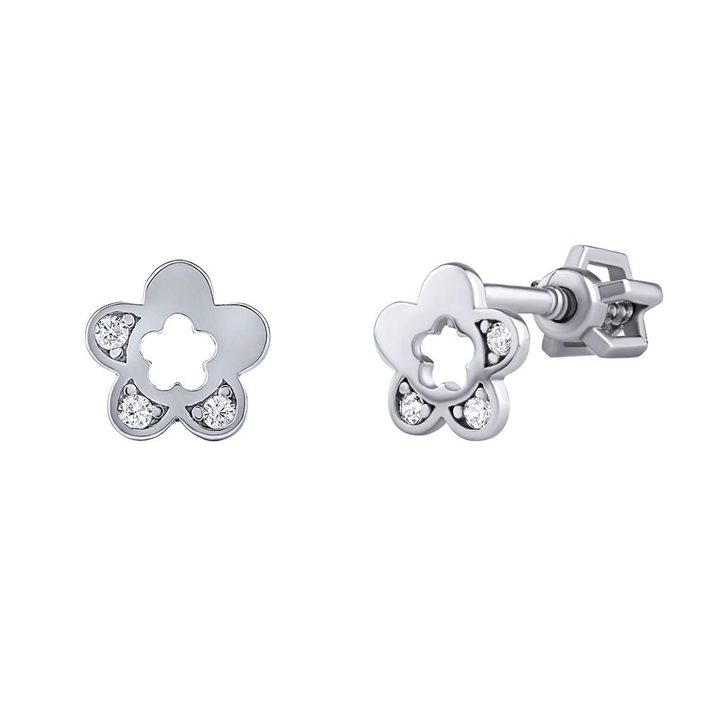 Stříbrné náušnice květina Debra s Brilliance Zirconia PRGMH63ES