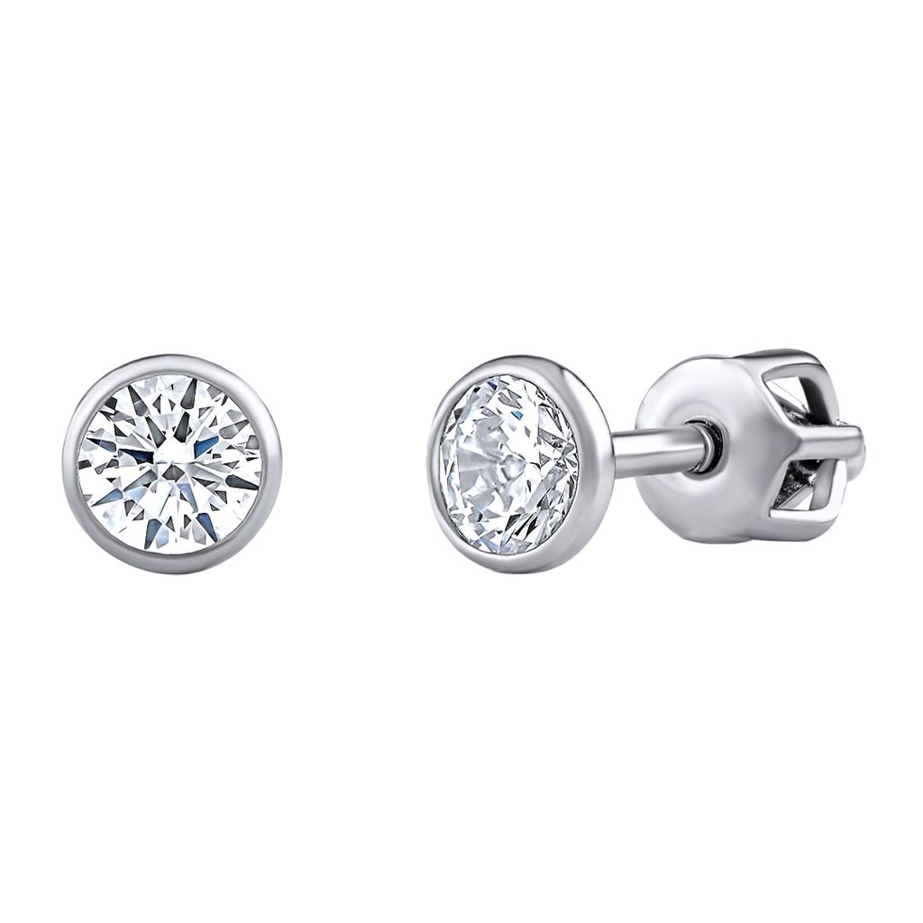 Stříbrné náušnice pecky Jenis s Brilliance Zirconia 4 mm SILVEGOB70604SBDW