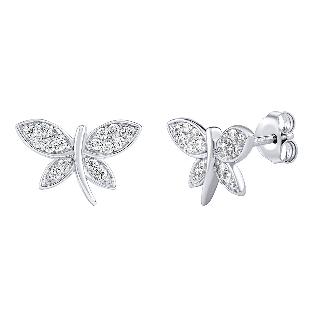 Stříbrné náušnice vážky Brietta s Brilliance Zirconia JJJ0114EW