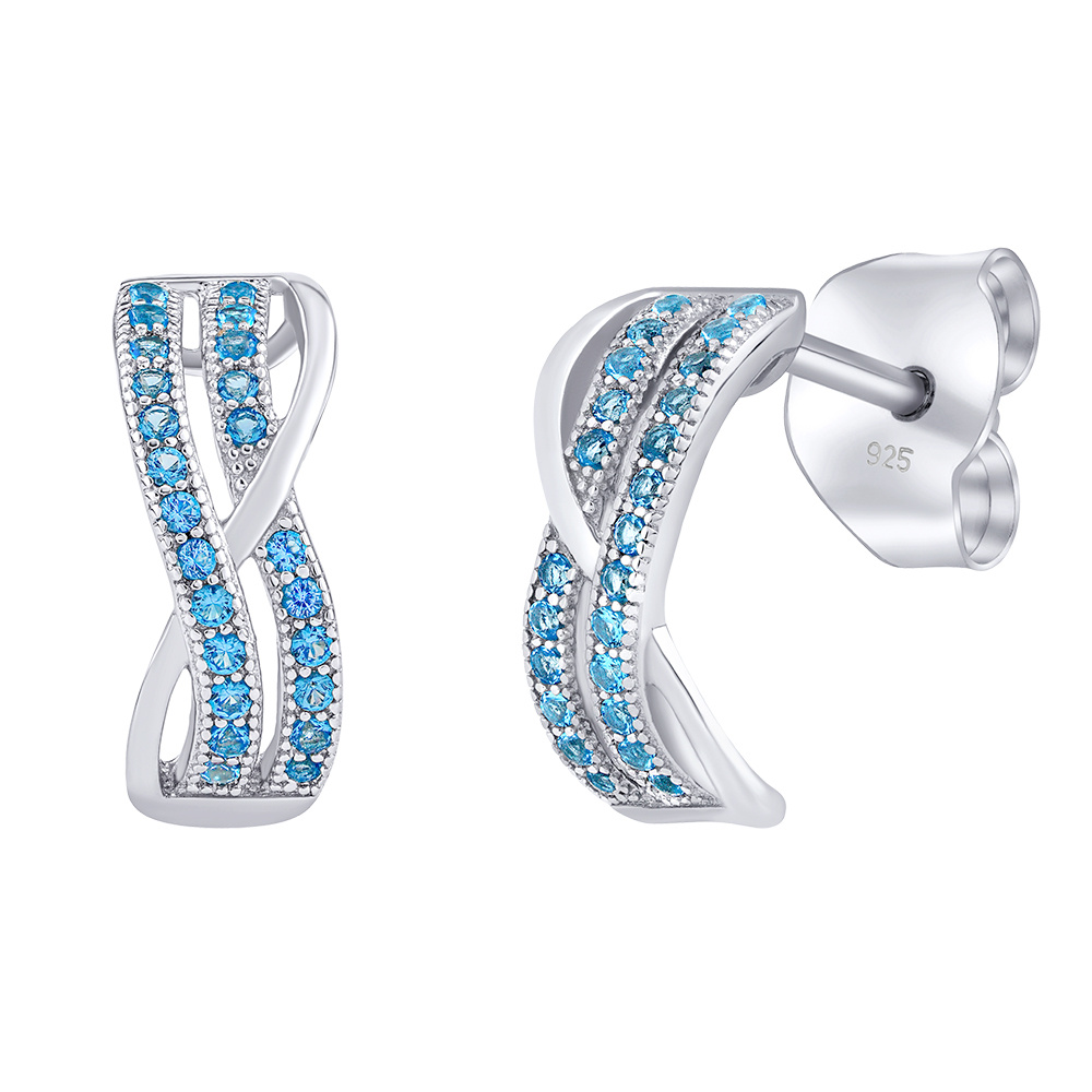 Stříbrné náušnice AMABEL s modrými Brilliance Zirconia JJJE0461LB