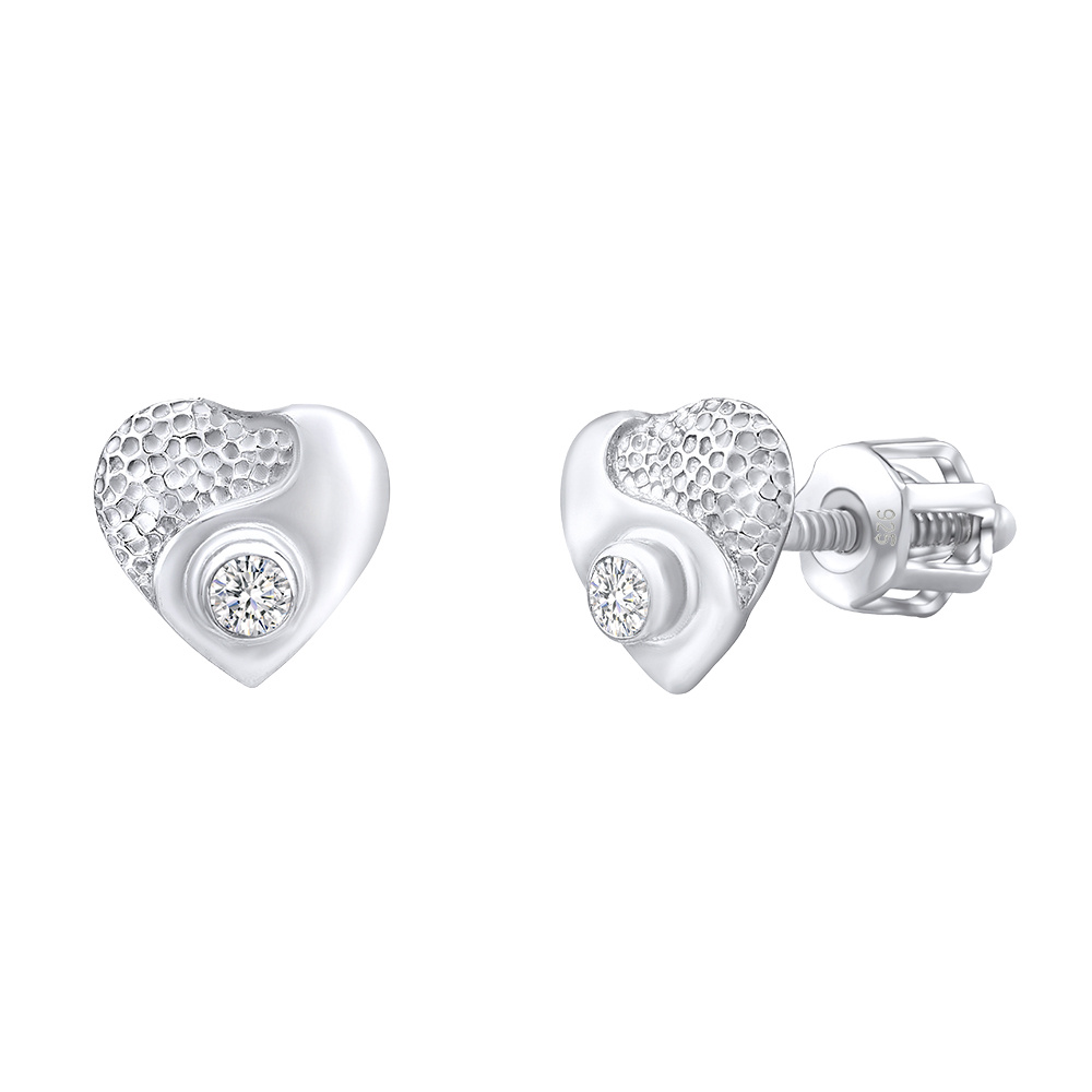 Stříbrné náušnice pecky srdce s Brilliance Zirconia SILVEGOB70205SWSBD