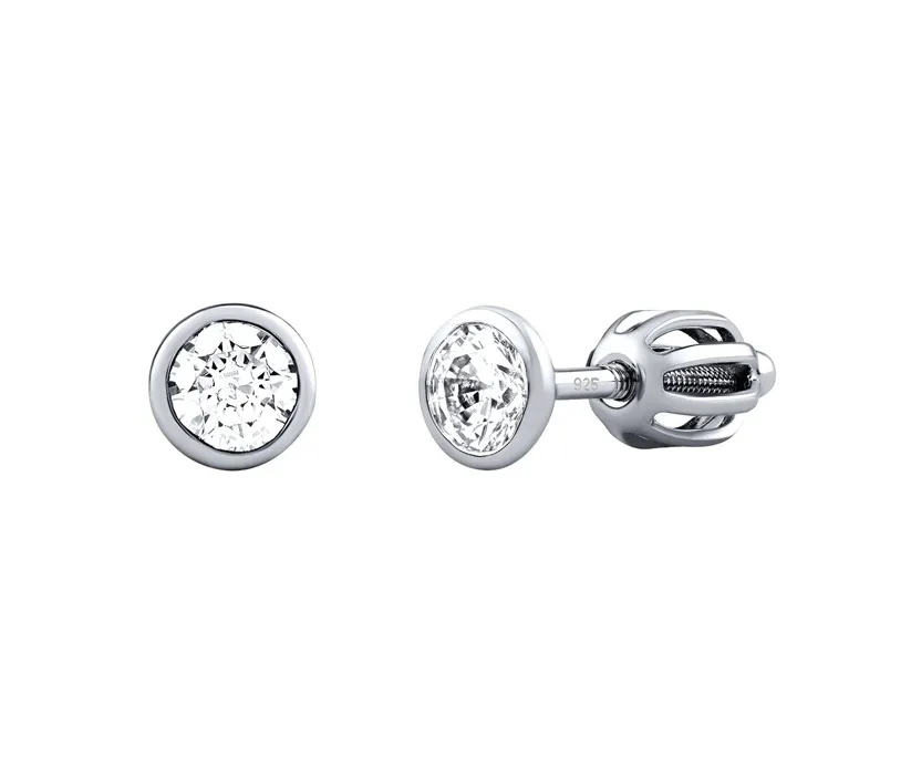Stříbrné náušnice pecky se Swarovski Zirconia 4 mm SILVEGO70604w
