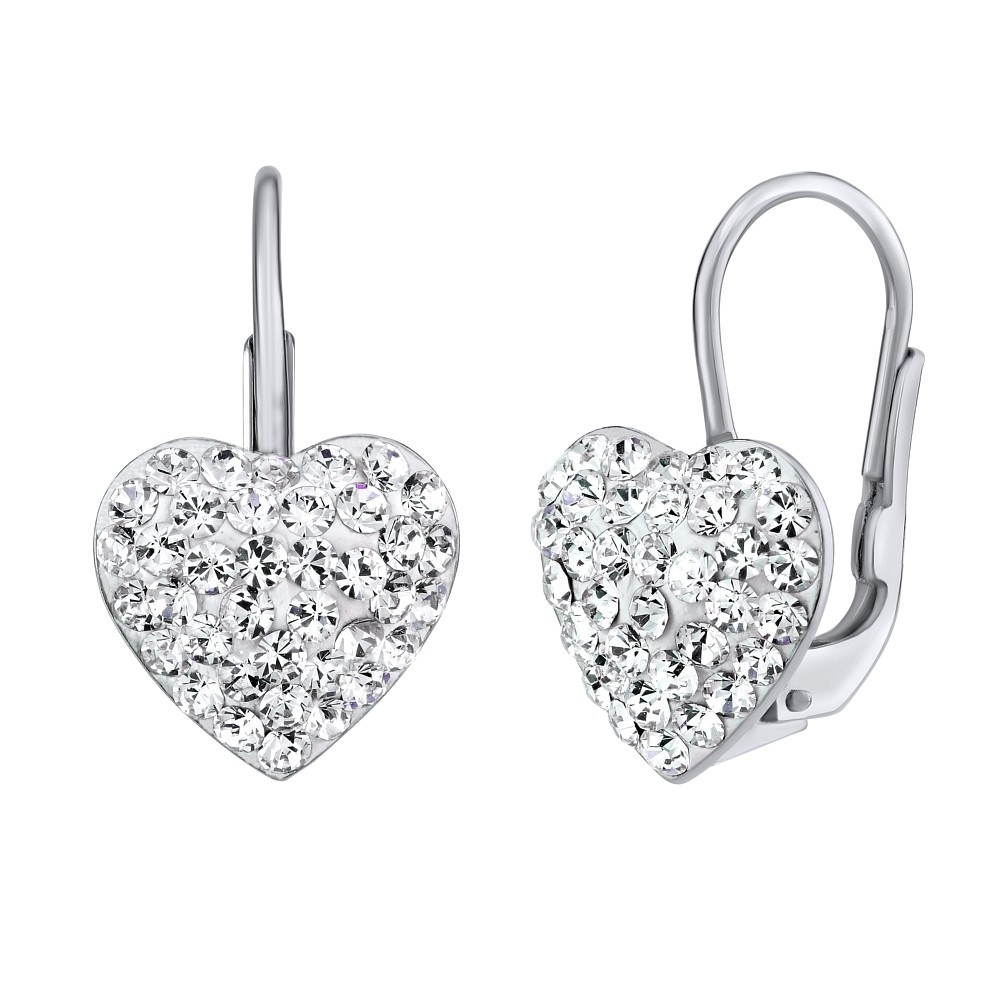 Stříbrné náušnice srdce se Swarovski® Crystals SILVEGOB36011