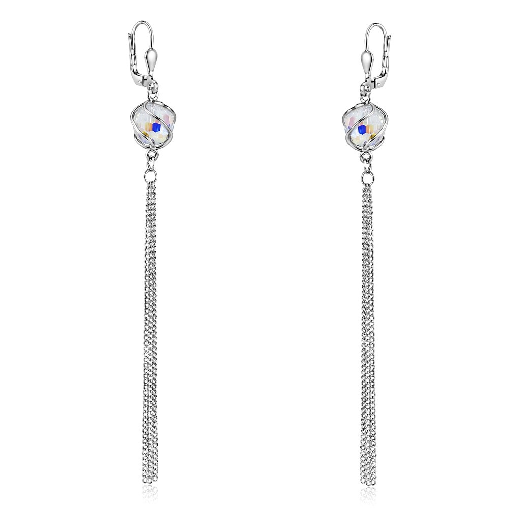 Stříbrné náušnice řetízkové se Swarovski® Crystals SILVEGOB32559AB