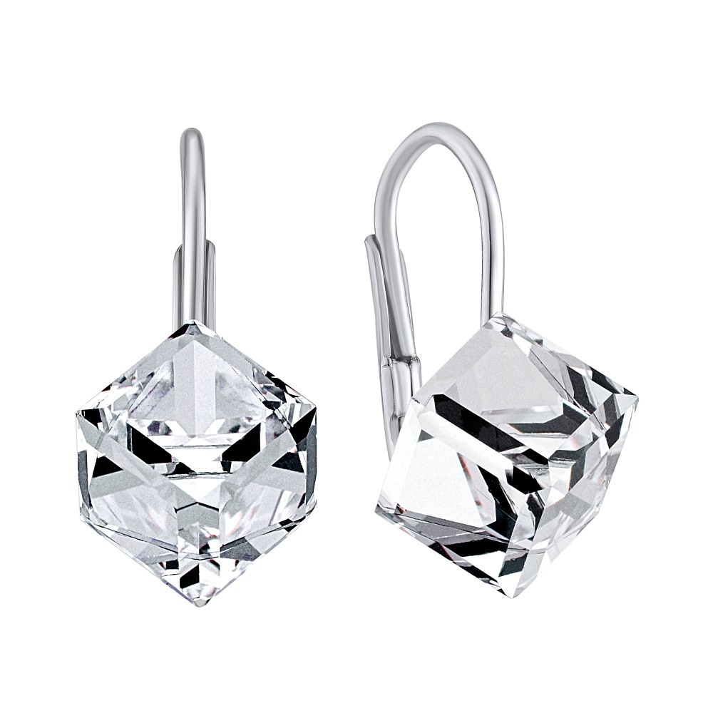 Stříbrné náušnice čiré kostky Swarovski® Crystals VSW035E